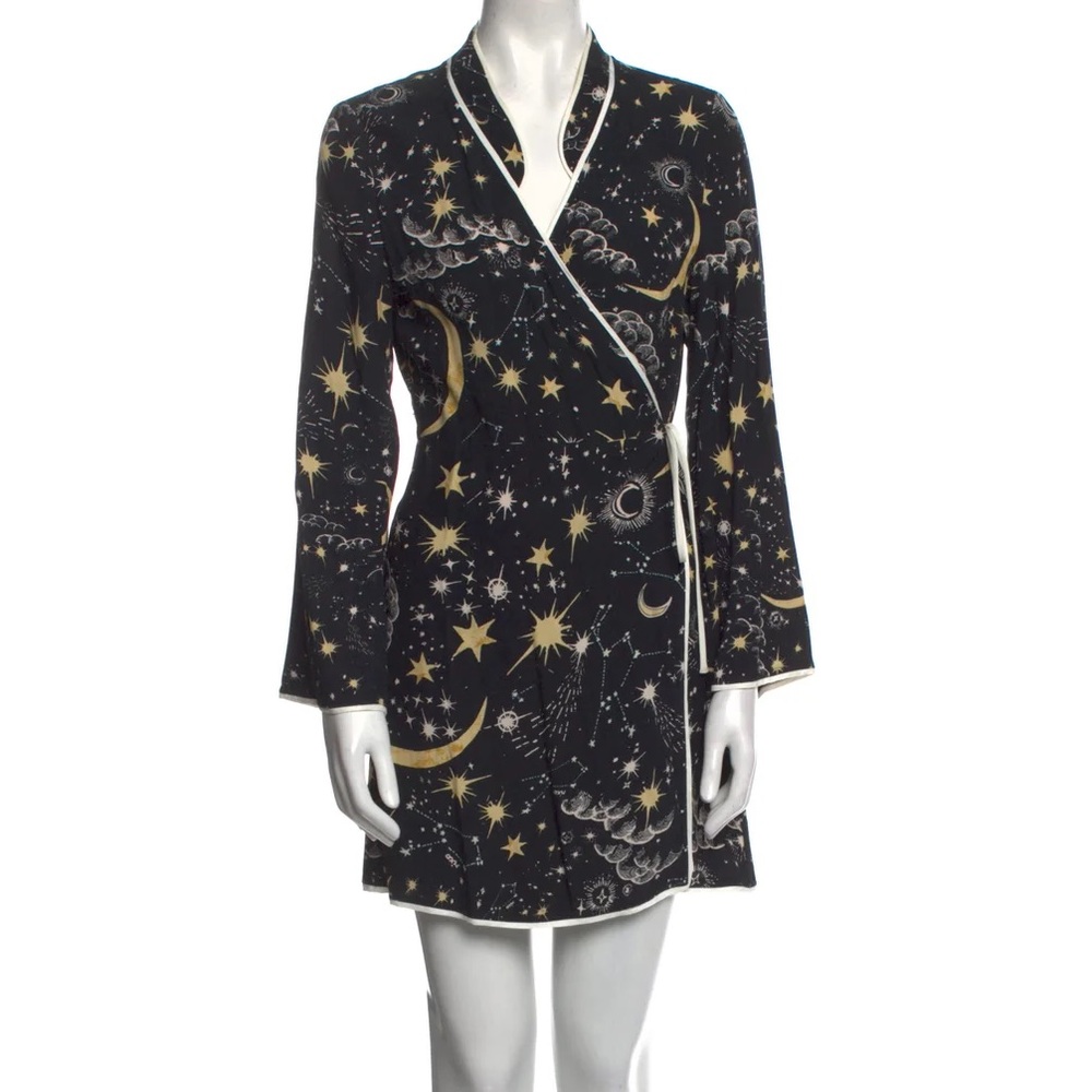 RIXO London Printed Wrap Mini Dress